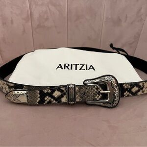 Aritzia/Main Character Snake Print Belt with Silver Buckle (Size S)